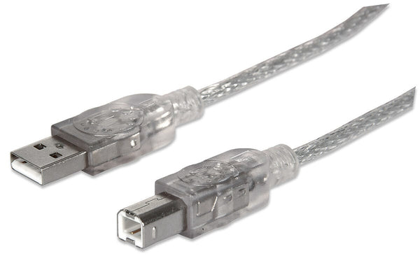 Manhattan 340458 USB-kabel USB 2.0 3 m USB A USB B 0,48 Gbit/sek. Sølv