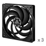ARCTIC P12 Slim PWM PST Computerkabinet Ventilator 12 cm Sort 3 stk