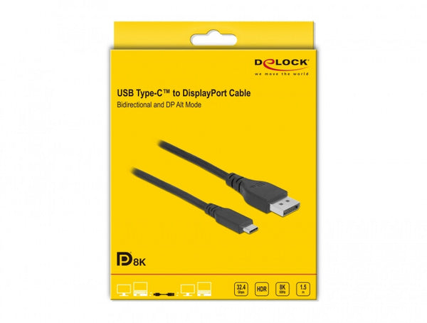 DeLOCK 86040 videokabel adapter 1,5 m USB Type-C DisplayPort Sort