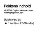 HP 963XL Original Ink-blækpatron med høj kapacitet, sort