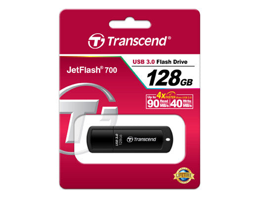 Transcend JetFlash 700 USB-nøgle 128 GB USB Type-A 3.2 Gen 1 (3.1 Gen 1) Sort