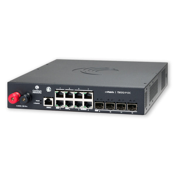 Cambium Networks cnMatrix Switch TX1012-P-DC Administreret L2/L3 Gigabit Ethernet (10/100/1000) Strøm over Ethernet (PoE) Sort