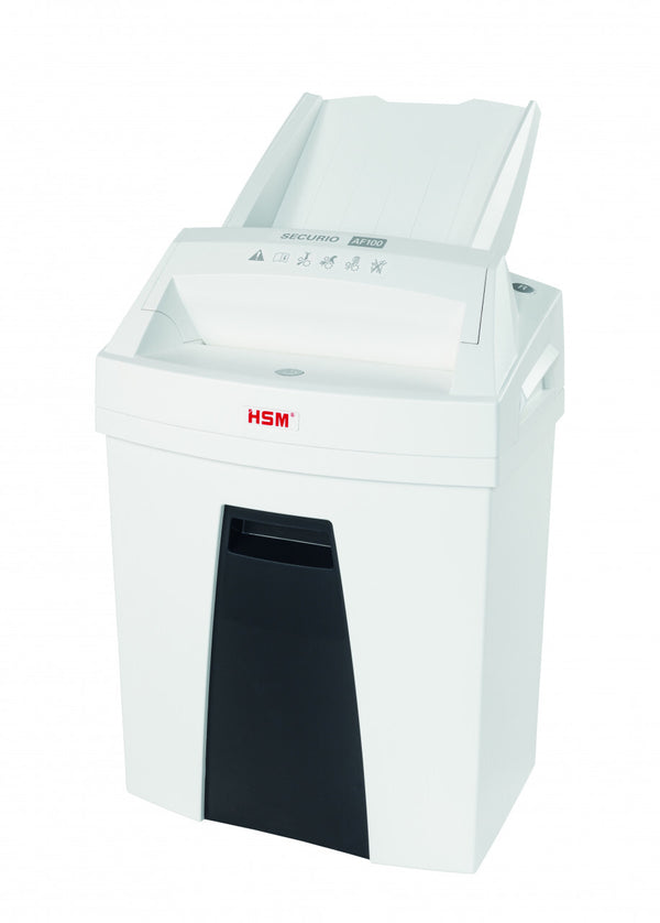 HSM Securio AF100 papirmakulator Delvist makulering 60 dB 22,5 cm Sort, Hvid