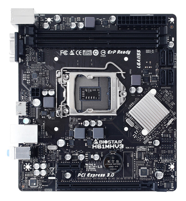 Biostar H61MHV3 bundkort Intel® H61 LGA 1155 (Socket H2) micro ATX