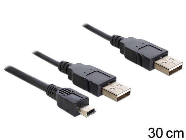 DeLOCK 83178 USB-kabel USB 2.0 0,3 m 2 x USB A 0,48 Gbit/sek. Sort