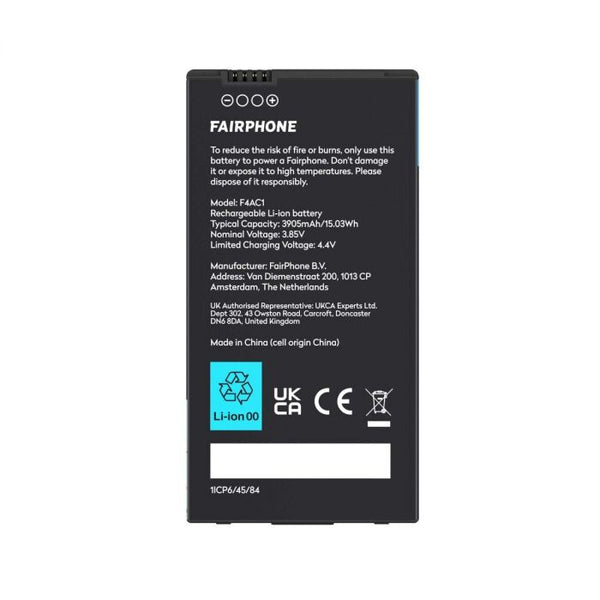 Fairphone F4BATT-1ZW-WW1 reservedel til mobiltelefon Batteri Sort