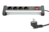 Digitus DA-70614 stikdåse 1,5 m 4 AC stikkontakt(er) Indendørs Sort, Sølv