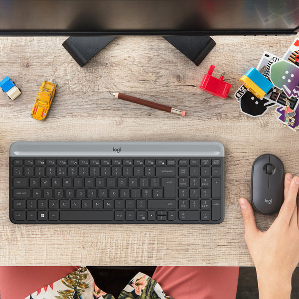 Logitech 920-009192 tastatur Mus inkluderet Universel RF trådløst QWERTZ Schweizisk Grafit