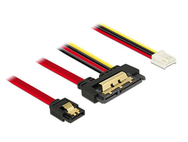 DeLOCK 85234 SATA-kabel 0,3 m SATA 7-pin + Molex (4-pin) SATA 22-pin Sort