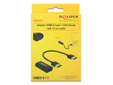 DeLOCK 0.15m, HDMI/VGA 0,15 m VGA (D-Sub) Sort