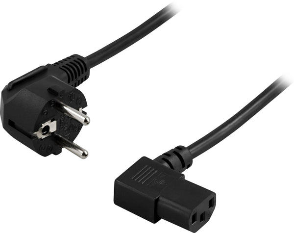 Deltaco Earthed device cable angled IEC 60320 C13 max250V/10A, 0.5m