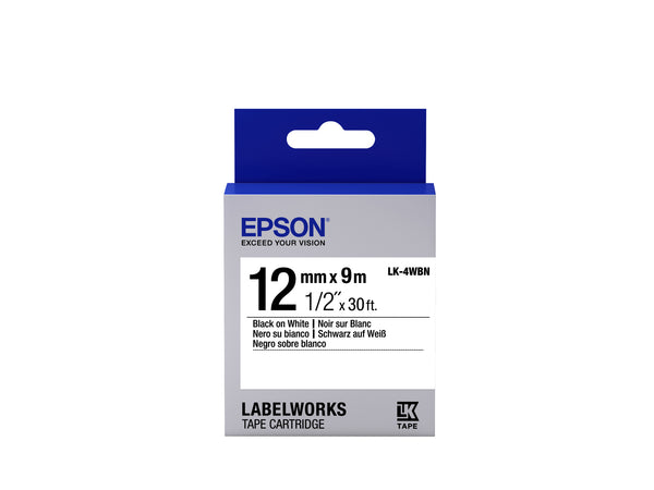 Epson Label Cartridge Standard Black/White 12mm (9m) etiketbånd Sort på hvid