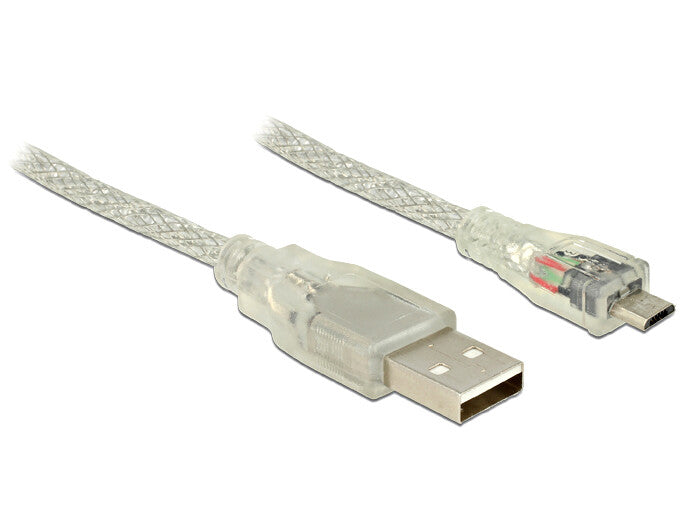 DeLOCK 5m, USB2.0-A/USB2.0 Micro-B USB-kabel USB A Micro-USB B 0,48 Gbit/sek. Transparent