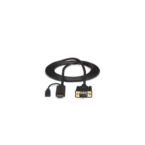 StarTech.com HD2VGAMM6 videokabel adapter 1,9 m VGA (D-Sub) HDMI + Micro USB Sort