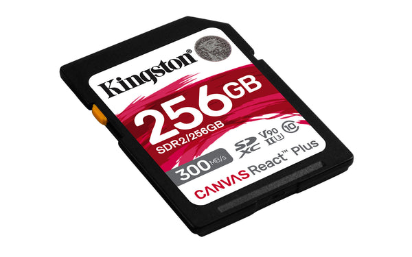 Kingston Technology 256 GB Canvas React Plus SDXC UHS-II 300R/260W U3 V90 i fuld HD/4K/8K