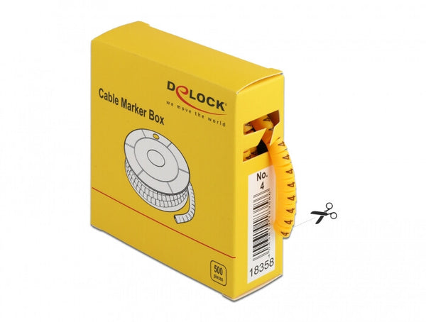 DeLOCK Kabelmarker Box Nr 4 gelb 500 Stück Gul 500 stk