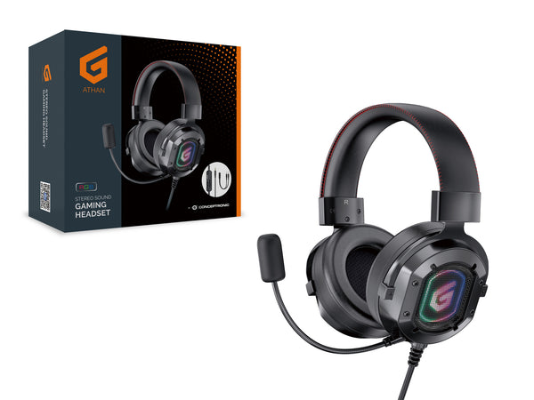 Conceptronic ATHAN03B hovedtelefoner/headset Ledningsført Spil Sort