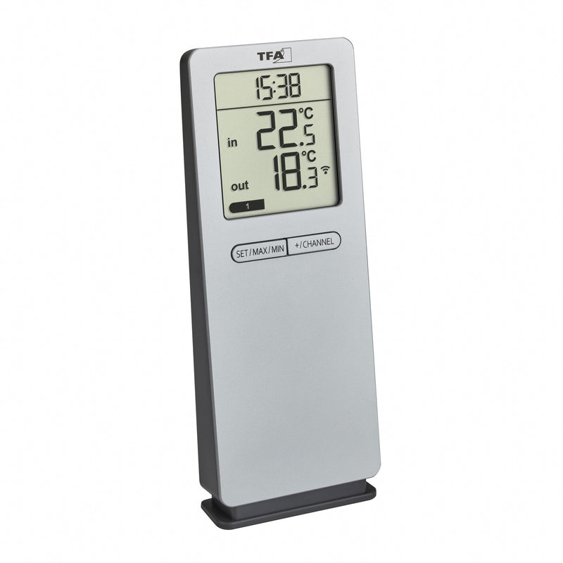 TFA-Dostmann 30.3071.54 termometer til miljøet Elektronisk miljøtermometer Indendørs/udendørs Sølv