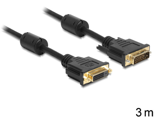 DeLOCK DVI-D/DVI-D 3m DVI kabel Sort