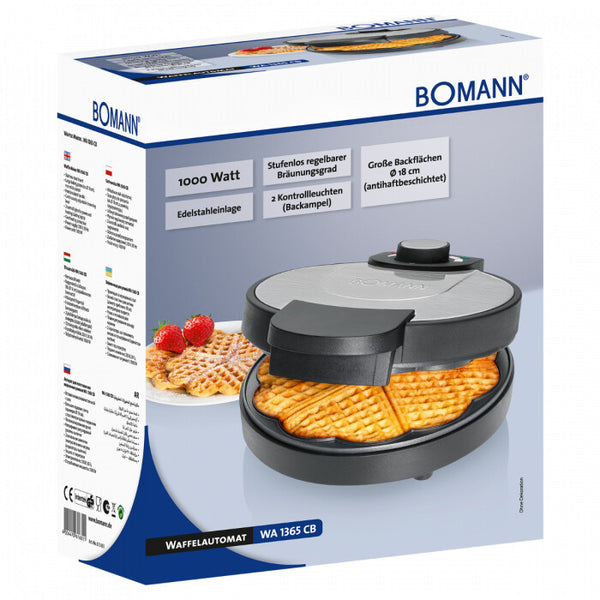 Bomann WA 1365 CB 6 vaffel/vafler 1000 W Sort, Rustfrit stål