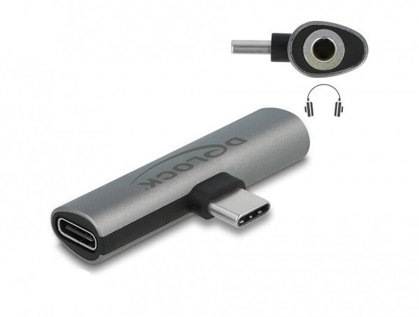 DeLOCK 64186 kabel kønsskifter USB Type-C USB Type-C + 3.5mm Grå