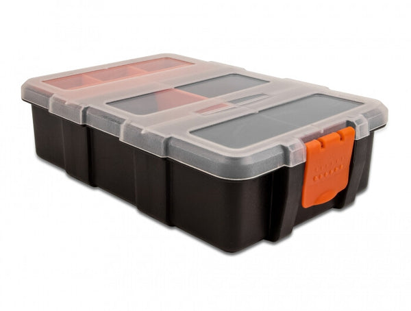 DeLOCK 18419 opbevaringskasse Opbevaringsboks Rektangulær Plast Sort, Orange