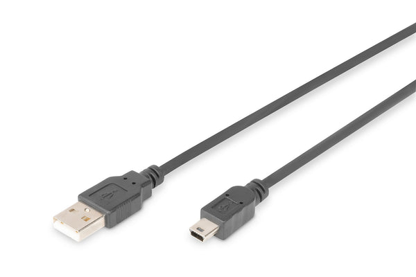 Digitus AK-300108-018-S USB-kabel USB 2.0 1,8 m USB A Mini-USB B 0,48 Gbit/sek. Sort