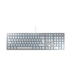 CHERRY KC 6000 Slim tastatur Universel USB AZERTY Belgisk Sølv, Hvid