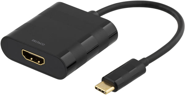 Deltaco USBC-HDMI videokabel adapter 0,2 m USB Type-C Sort