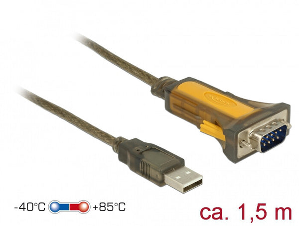 DeLOCK 65840 serielkabel Sort, Gul 1,5 m USB Type-A DB-9