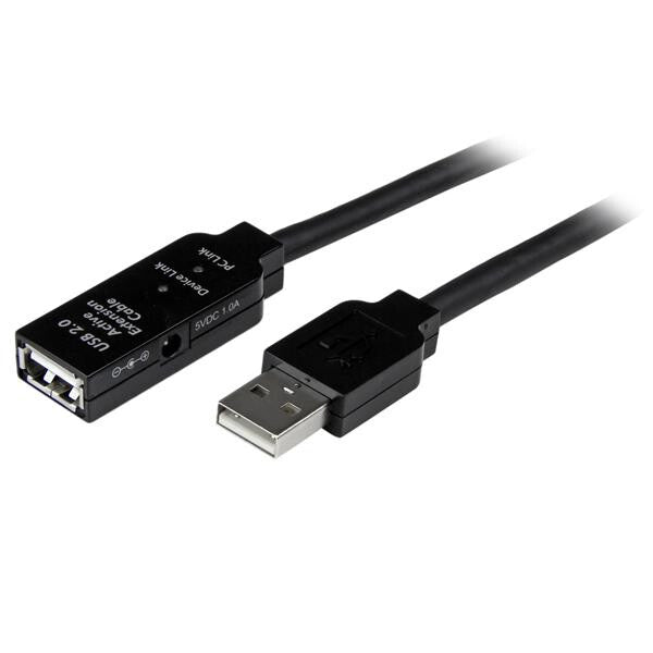 StarTech.com 10m, USB2.0 - USB2.0 USB-kabel USB A 0,48 Gbit/sek. Sort