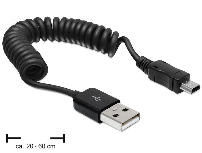 DeLOCK USB 2.0/USB mini 0.6m USB-kabel 0,6 m USB A Mini-USB A 0,48 Gbit/sek. Sort