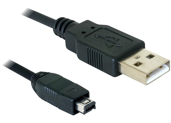 DeLOCK USB cable 2.0 mini 4-Pin Hirose 1,5m USB-kabel USB A USB B Sort