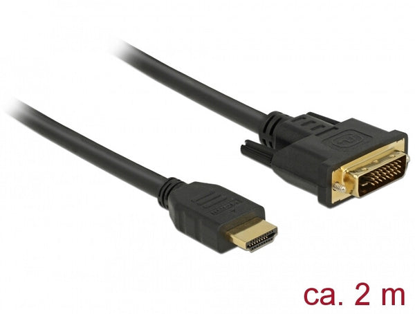 DeLOCK 85654 videokabel adapter 2 m HDMI Type A (Standard) DVI Sort