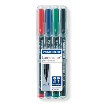 Staedtler Lumocolor 313 WP4 speedmarker Sort, Blå, Grøn, Rød 4 stk