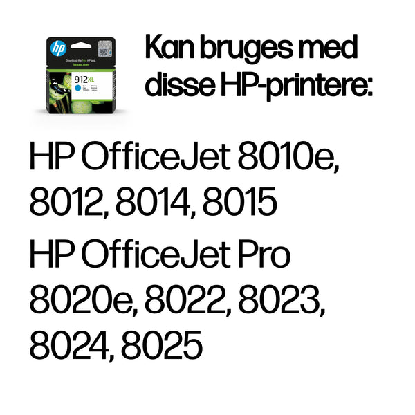 HP 912XL Original Ink-blækpatron med høj kapacitet, cyan