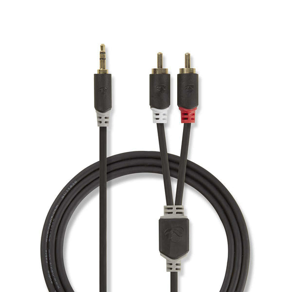 Nedis CABW22200AT10 lydkabel 1 m 3.5mm 2 x RCA Anthracit