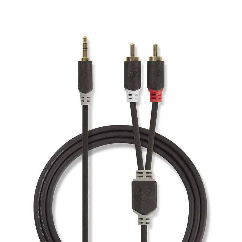 Nedis CABW22200AT10 lydkabel 1 m 3.5mm 2 x RCA Anthracit