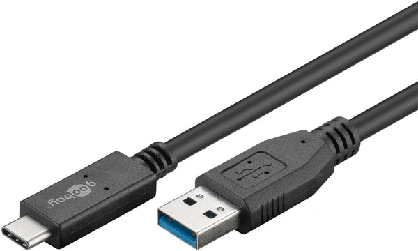 Goobay 41073 USB-kabel USB 3.2 Gen 2 (3.1 Gen 2) 0,5 m USB A USB C 10 Gbit/sek. 60 W Sort