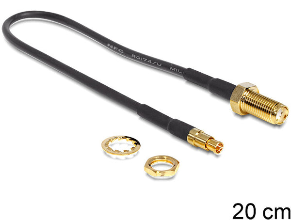 DeLOCK 88484 koaxial kabel RG-174 0,2 m SMA TS-9 Sort