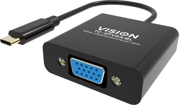 Vision TC-USBCVGA/BL videokabel adapter USB Type-C VGA (D-Sub) Sort