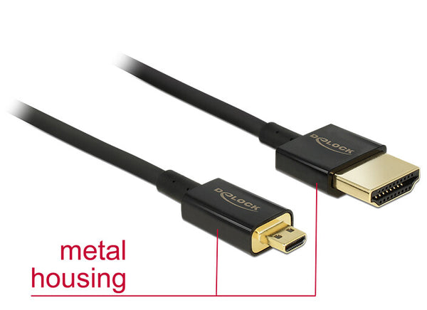 DeLOCK 85119 HDMI-kabel 0,25 m HDMI Type A (Standard) HDMI Type D (Micro) Sort