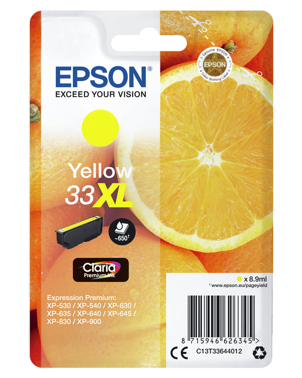 Epson Oranges C13T33644022 blækpatron 1 stk Original Højt (XL) udbytte Gul