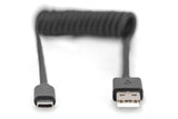 Digitus AK-300430-006-S USB-kabel USB 2.0 1 m USB A USB C 0,48 Gbit/sek. 60 W Sort
