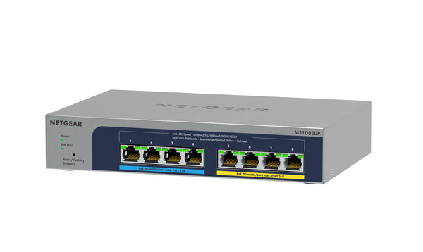 NETGEAR 8-port Ultra60 PoE++ Multi-Gigabit (2.5G) Ethernet Plus Switch Administreret L2/L3 2.5G Ethernet (100/1000/2500) Strøm over Ethernet (PoE) Grå