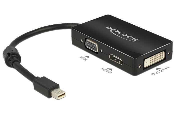 DeLOCK 0.16m DisplayPort/VGA + HDMI + DVI 0,16 m Mini DisplayPort VGA (D-Sub)+ HDMI + DVI Sort