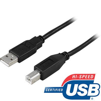 Deltaco USB 2.0 kabel Type A han - Type B han 1m, sort