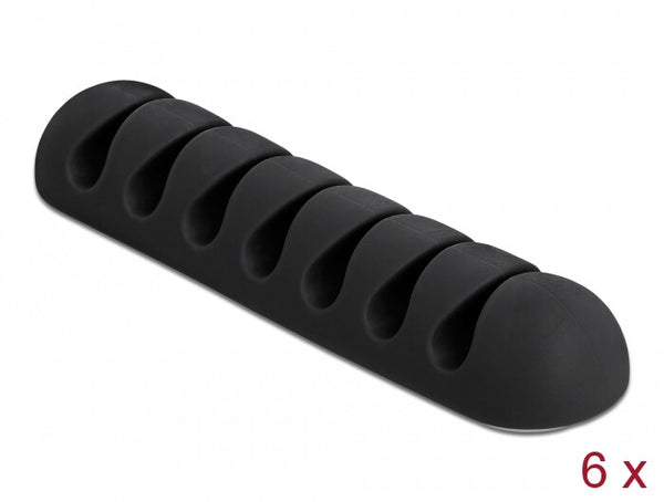 DeLOCK 18348 kabelorganisator Bord/Væg Kabelholder Sort 6 stk