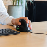 R-Go Tools Ergonomische muis R-Go HE Break met pauzesoftware, medium (handlengte 165-185mm), linkshandig, bedraad, zwart