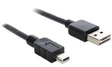 DeLOCK 5m USB 2.0 A - mini USB m/m USB-kabel USB A Mini-USB A Sort